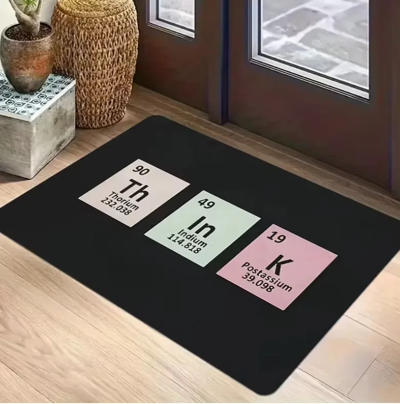 1pc Chemical Experiment Element Pattern Doormat, Red and White Welcome Mat, Suitable for Living Room, Bedroom Carpets
