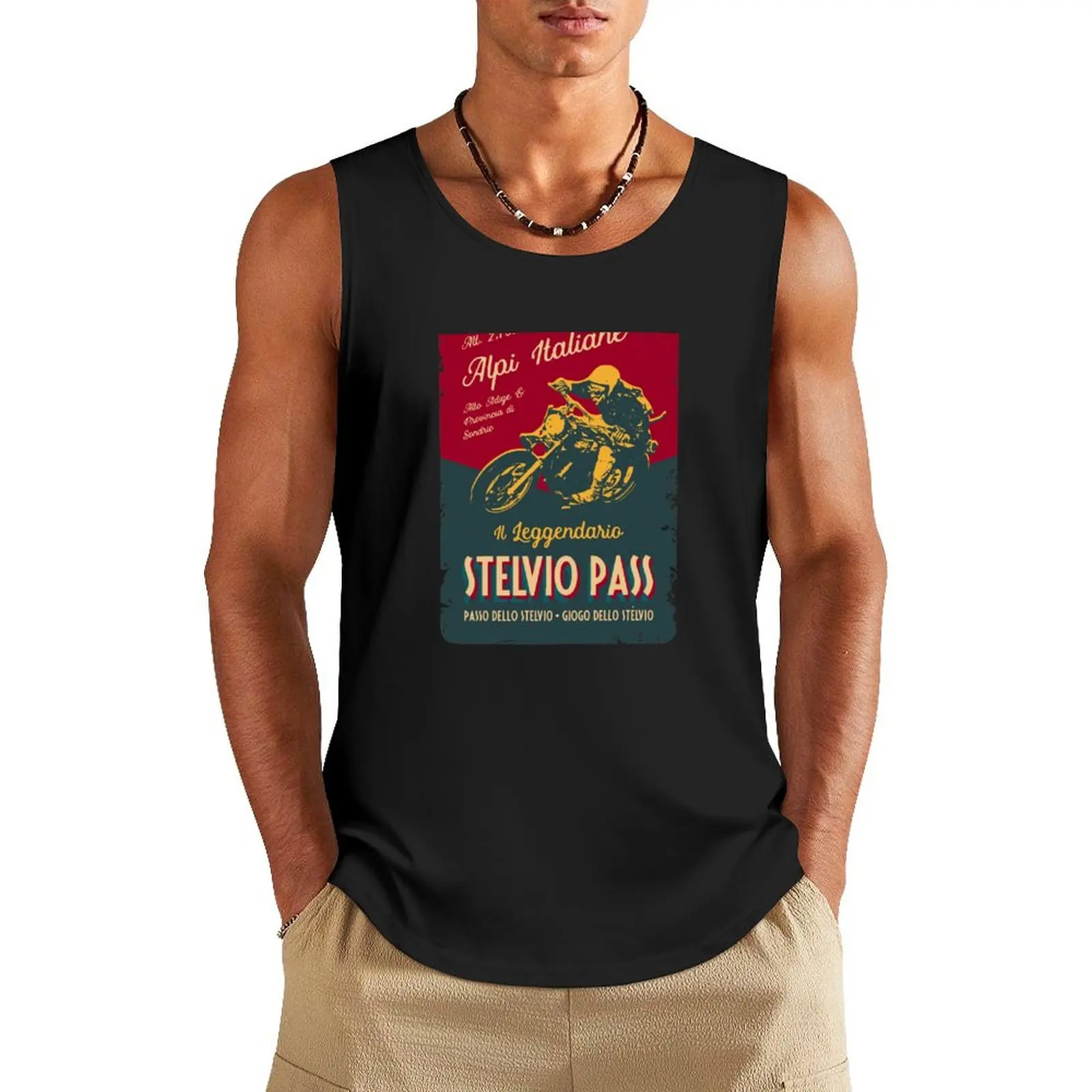 

Stelvio Pass Retro Motorcycle T-Shirt + Sticker Tank Top mens designer clothes man vest