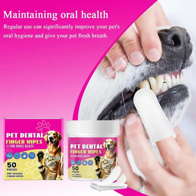 

Dog Teeth Wipes Finger Portable Toothbrush Finger Sleeve Freshens Breath Effective Teeth Cleaner Gum Health Care Supplies 50