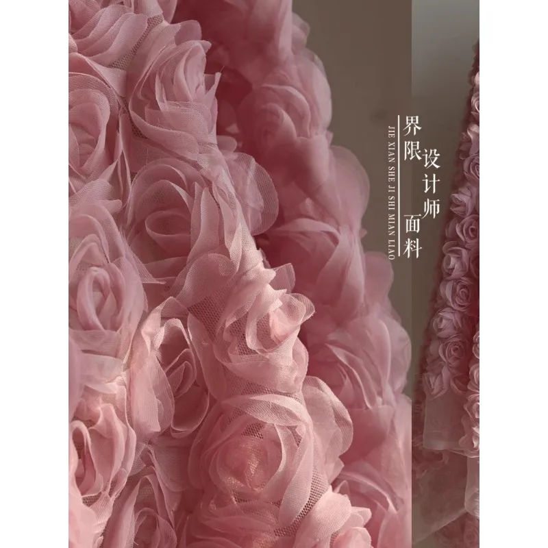 Rose Mesh Fabric Multi-layered Floral Dress Clothing Material