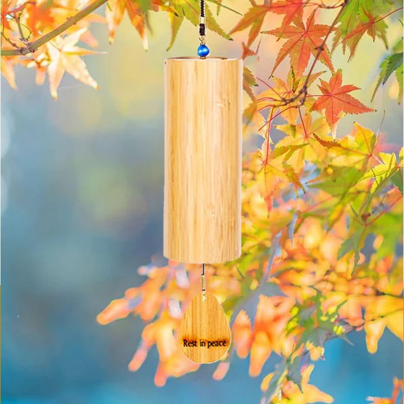 Natural Bamboo Wind Chime Meditation Relaxation Windbell Outdoor Garden Sound Healing Vintage Wind Chime Patio Home Decorations