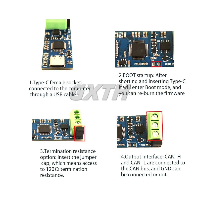 Imagem -04 - Módulo Usb tipo c 5v para Can Suporta Versão V2.0 do Analisador de Ônibus Can-fd