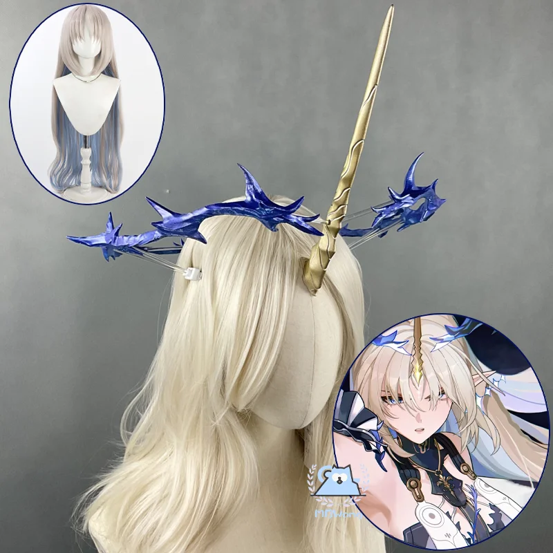 

Game Wuthering Waves Fleurdelys Cosplay Prop Unicorn Headwear Wig 100cm Long Fleurdelys Hair Outfit For Hallowmas Party Adult
