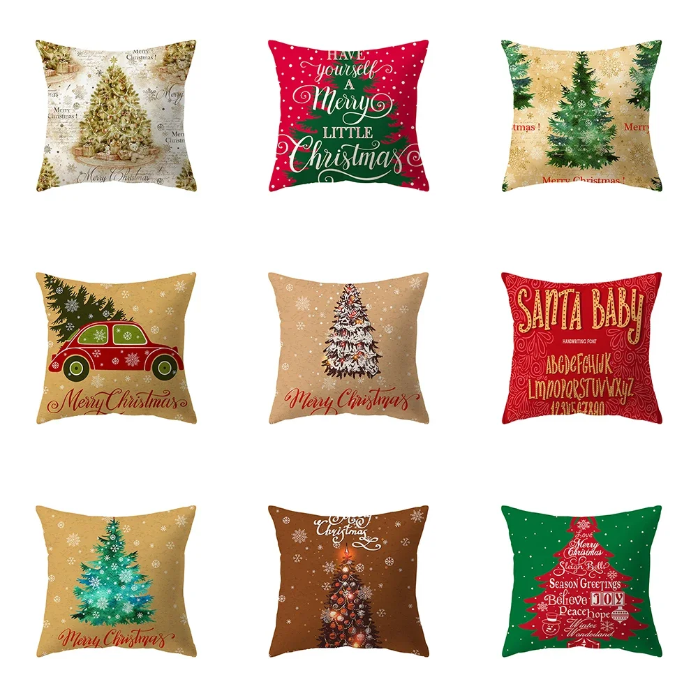 

Christmas Tree Decoration Theme Printing Pattern Cushion Cover Home Living Room Sofa Pillow