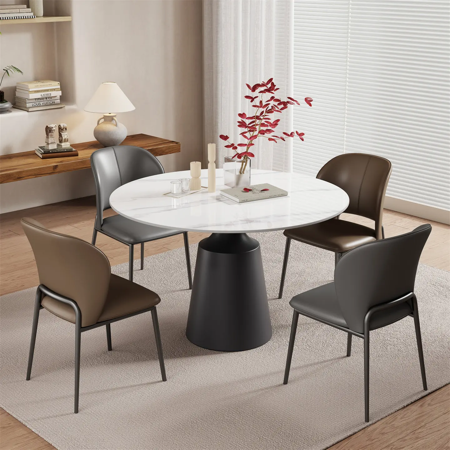 Light Luxury Cream Business Negotiation Dining Table Chair Set Square Board Scratch-Resistant Heat-Resistant Small
