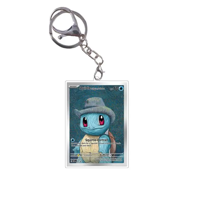 Anime Pokemon Charizard Keychains Squirtle Eevee Snorlax Small card Diy Acrylic Action Toy Figure Game Collection Pendant ﻿