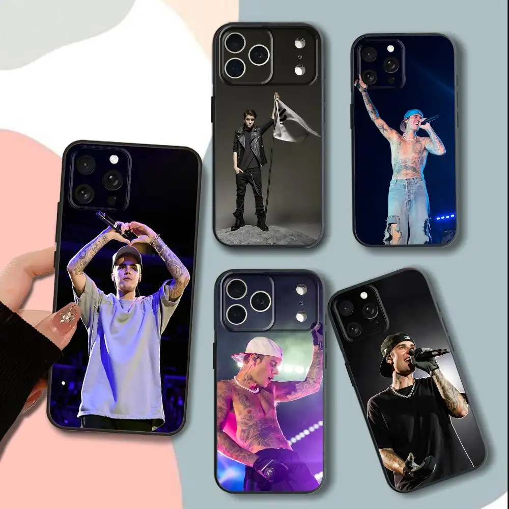 

J-Justin BieberS USA-A Phone Case For iPhone 15,13,16,12,11,17,14,Plus,Pro,Max,XS,XR,X,SE,Mini,Soft Silicone Black Cover