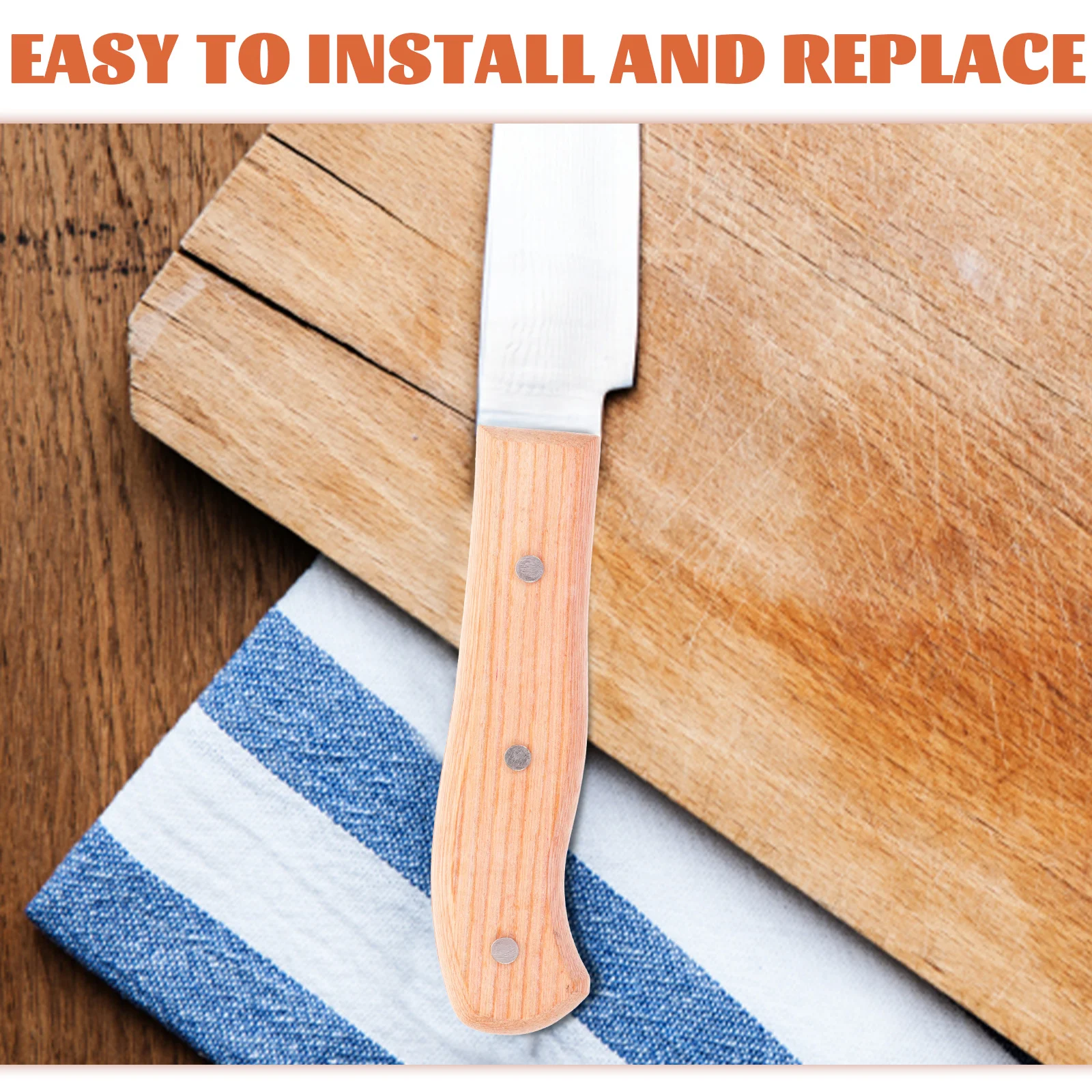 

Handle Replacement Wooden Kitchen Knife Grip Anti skid Long lasting Smooth Processed Burrs Free