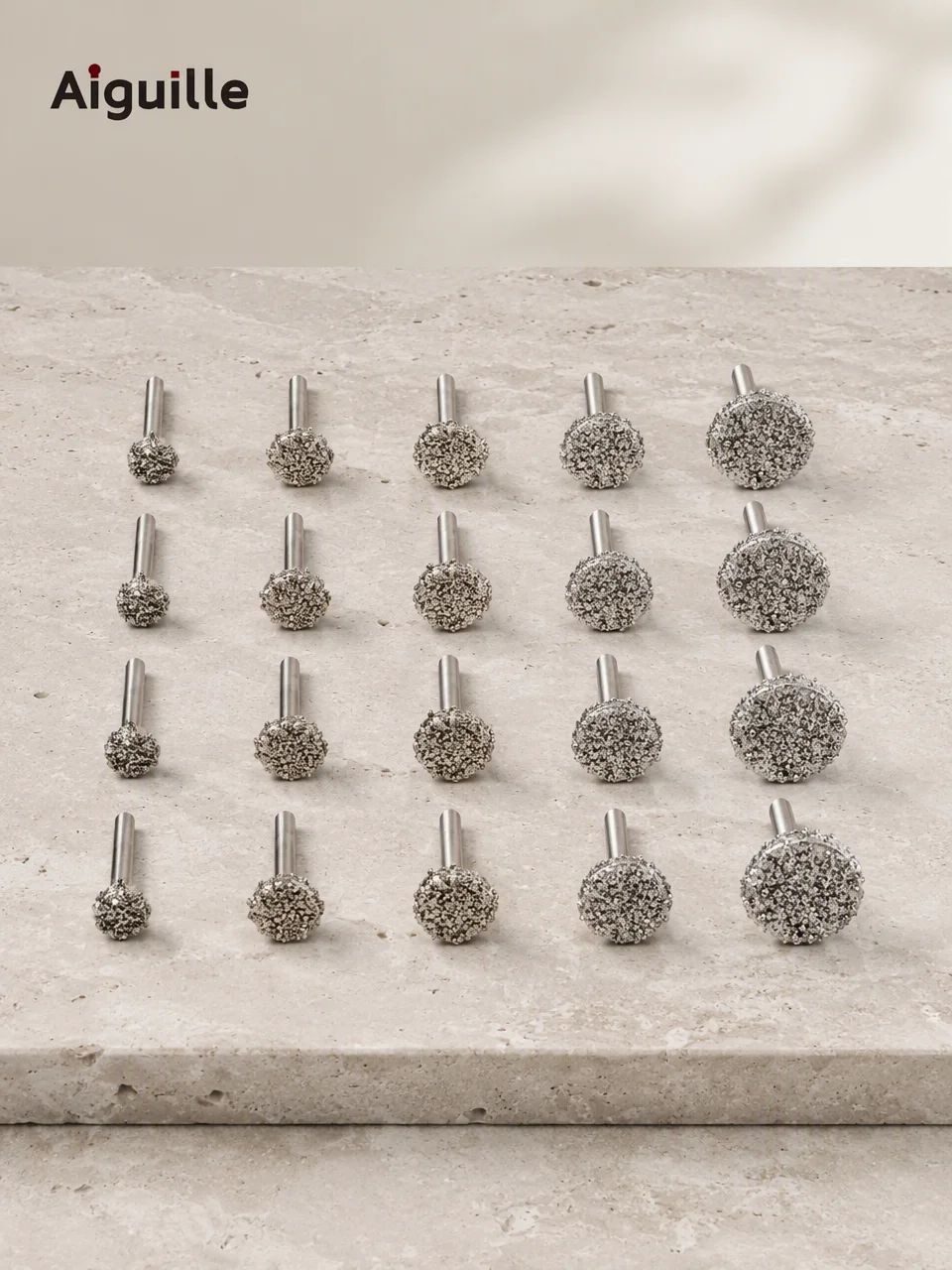 Aiguille 20pcs 36# Diamond Grinding Head Coarse Sand T-shaped Grinding Head 3mm shank for Rough Jade Shaping and Edging