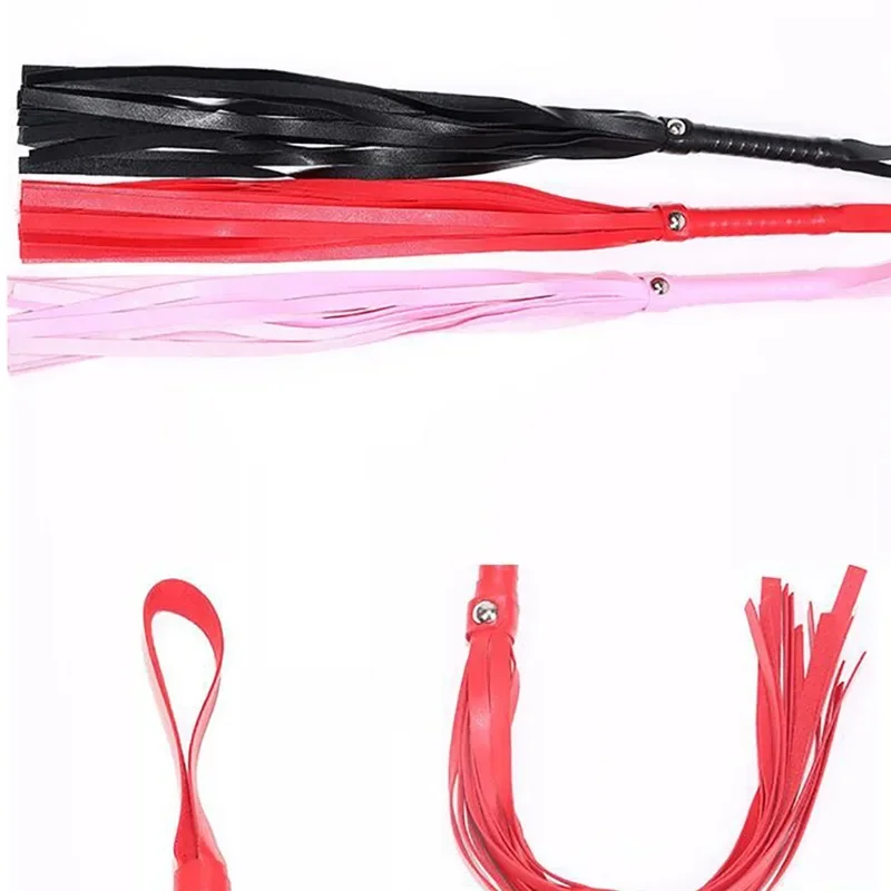 High Quality Pu Leather Pimp Whip Racing Riding Crop Party Flogger Hand Cuffs Queen Black Horse Riding Whip Sports Horsewhip