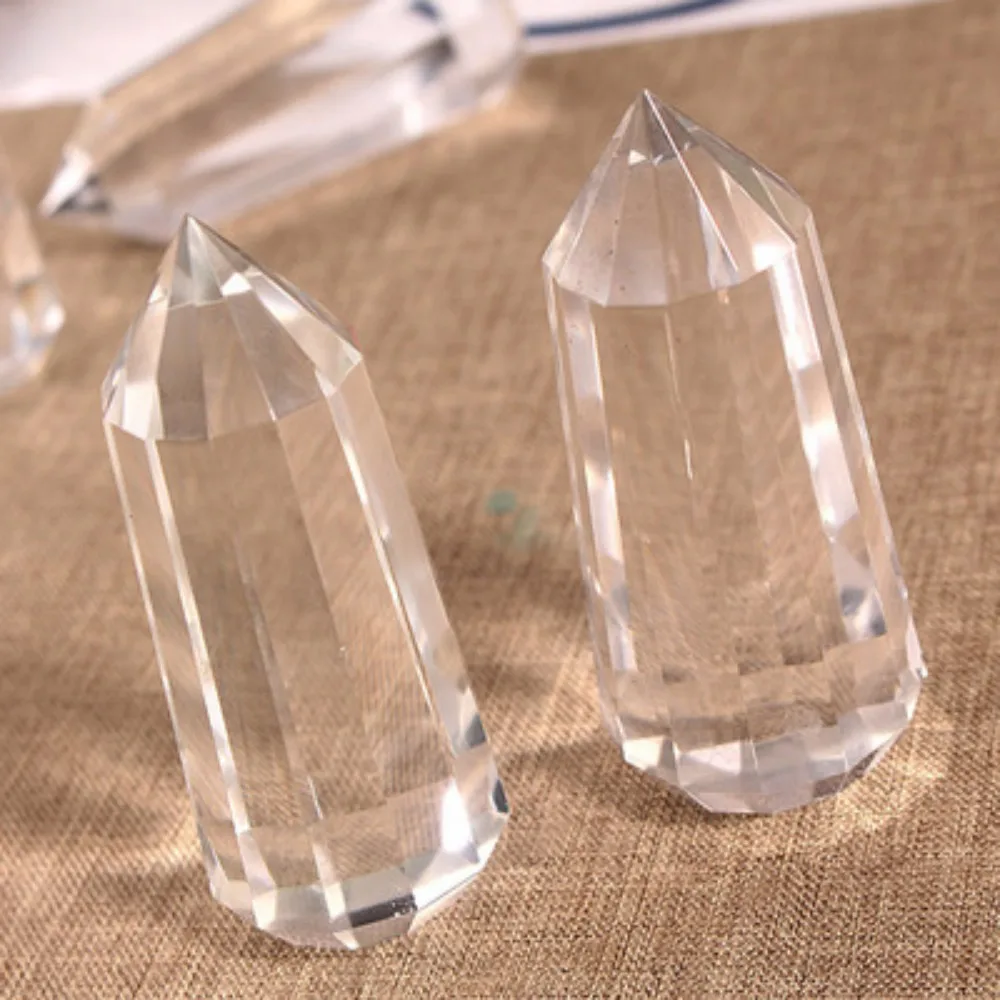 1PCS  12 Sided Clear Lemurian Seed Clear Quartz Natural Vogel Inspired Crystal Wand Healing