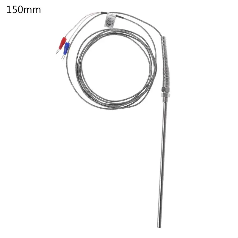 652F 50mm/100mm/200mm K type Thermocouple 2m Cable Thread Temperature Probe