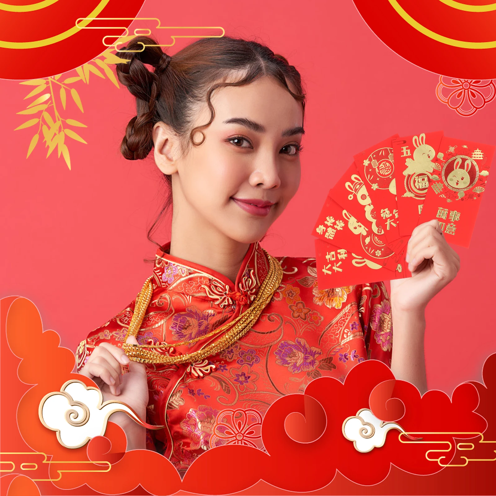 

30pcs Rabbit Year Red Envelopes Auspicious Patterns New Year Gift Paper Envelopes Spring Festival Money Pockets Kids Prosperity