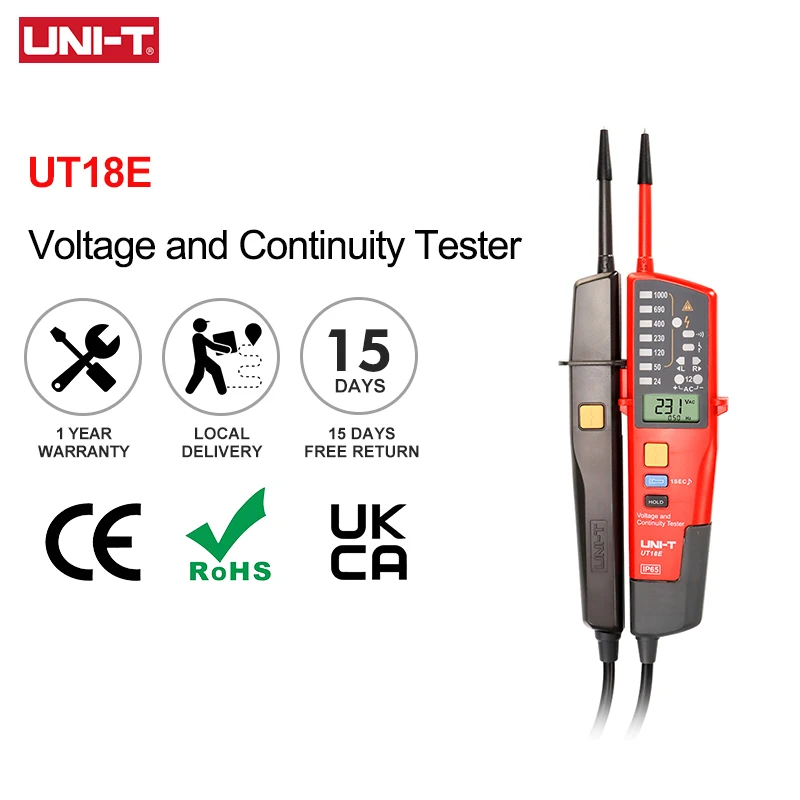 

UNI-T UT18E 1000V AC DC Digital Voltmeter Continuity Tester Phase Sequence Test Voltage Indicator Frequency Meter LCD Display