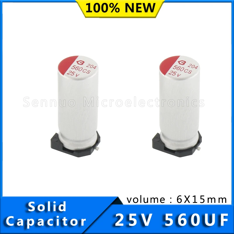 NEW SMD solid capacitors 560UF 25V 6X15mm SMD solid electrolytic capacitors 25V 560UF polymer solid capacitors