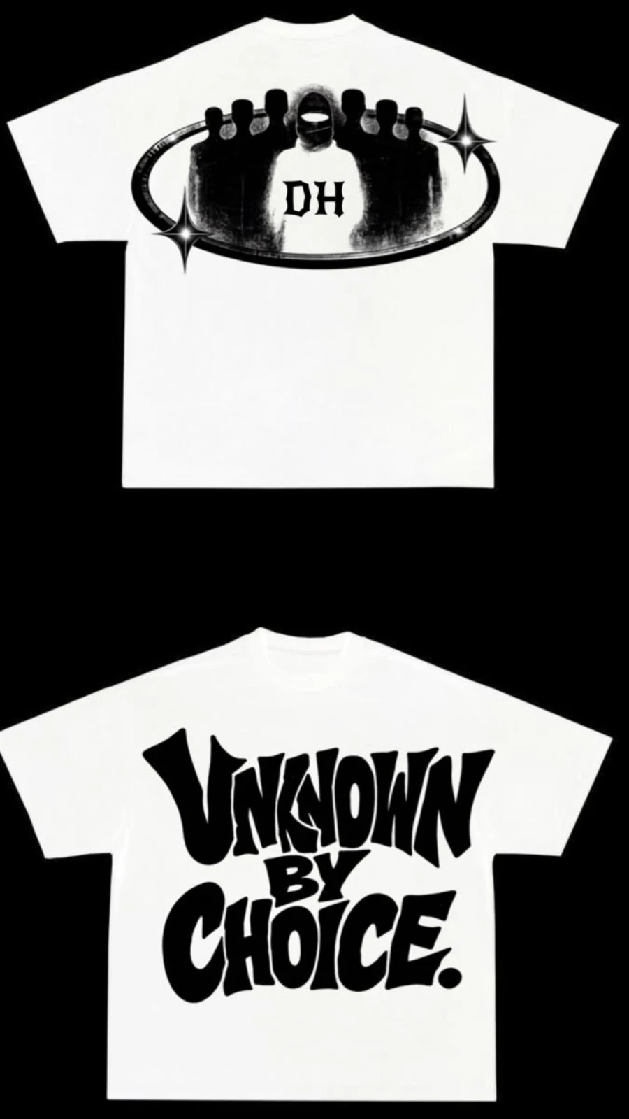 Unisex Oversized T Shirt Unknown By Choice Letter Print Front Back Double Sided Graphic Tee Men Hip Hop Streetwear Short Sleeve