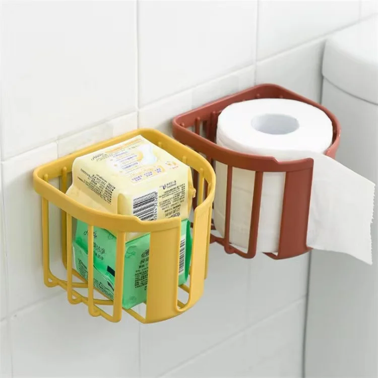 

1pc Multi-Functional Wall Hanging Paper Rack Non Perforated Toilet Tissue Box Shelf Paper Storage Rack Wall Mounted Storage Rack