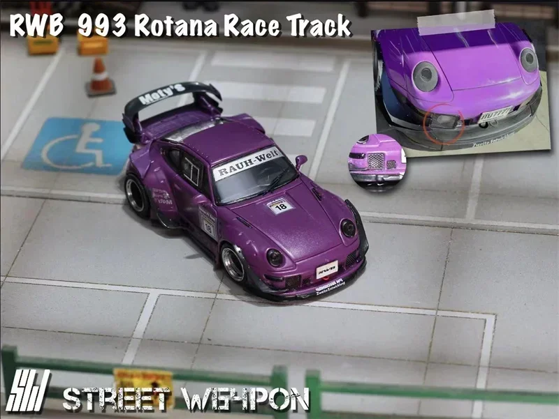 SW 1:64 RWB 993 Rotana race track / white limited499 Diecast Model Car