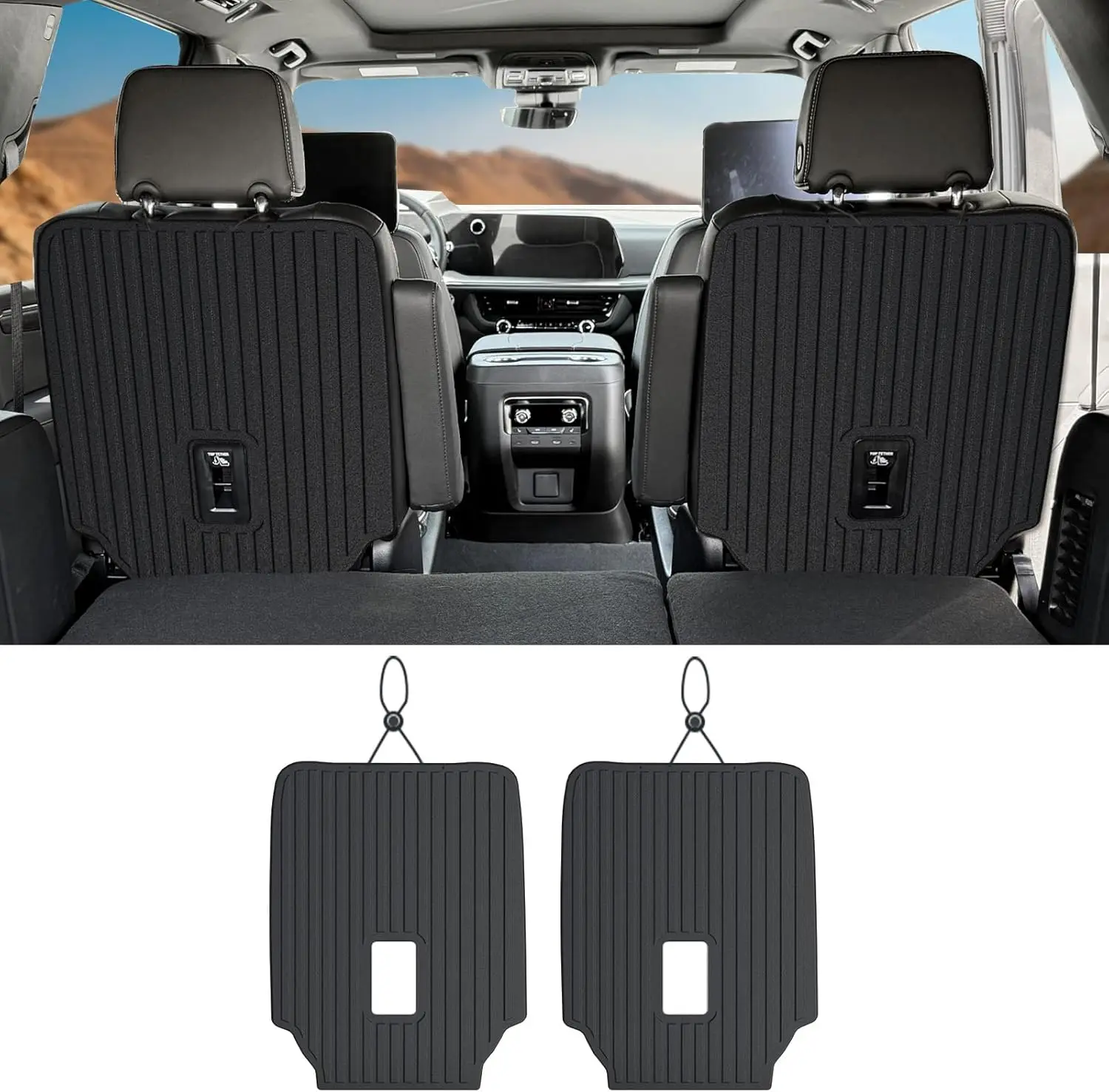 

2nd Row Seat Kick Mats for Chevy Tahoe & Suburban, GMC Yukon Models, All-Weather TPE Protector for 7-Seat Captain Chairs