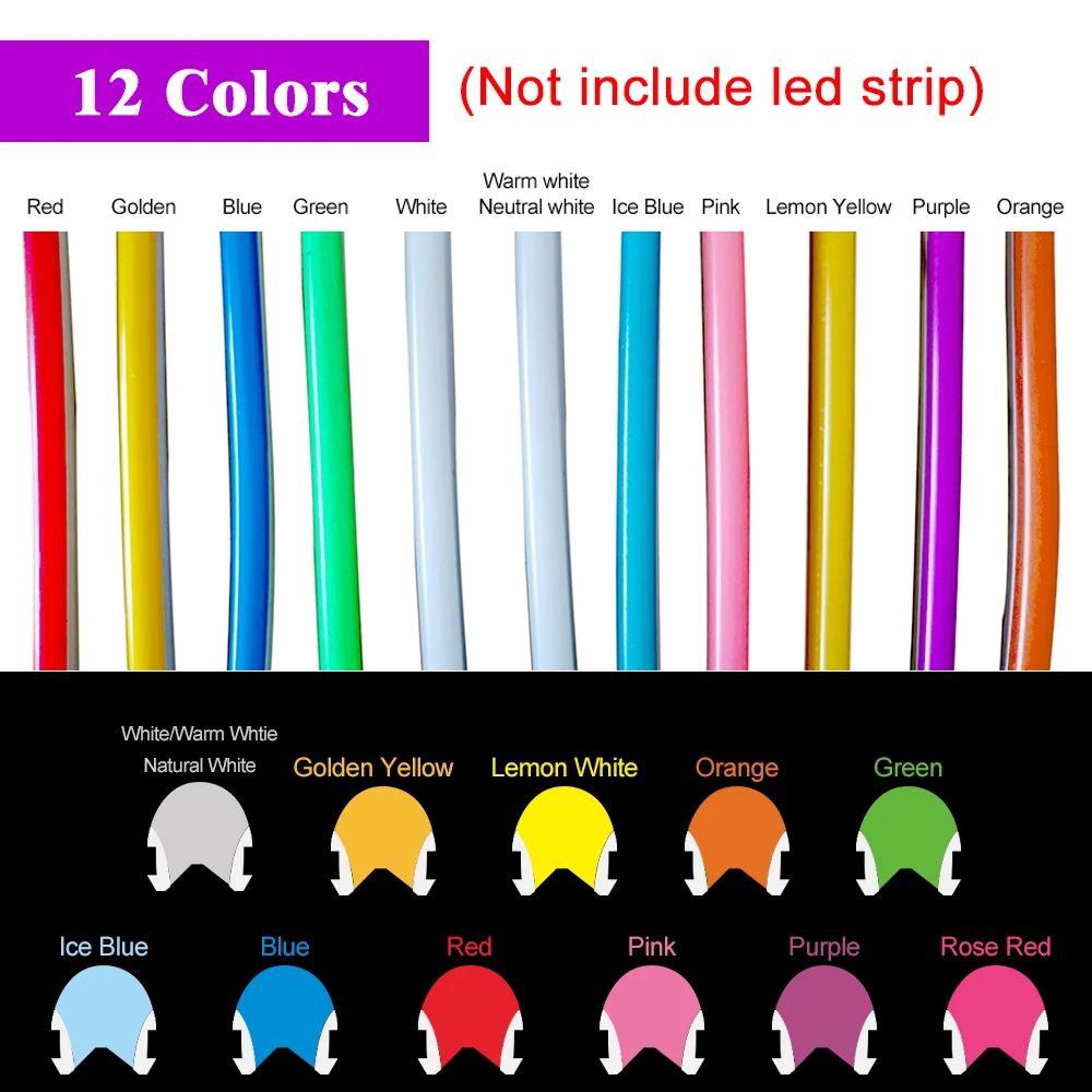 6mm 8mm Separation Neon Strip Flexible Soft Bendable Silicone Tube For DIY LED Light Sign Making IP67 Waterproof 12Colors 1m-20m