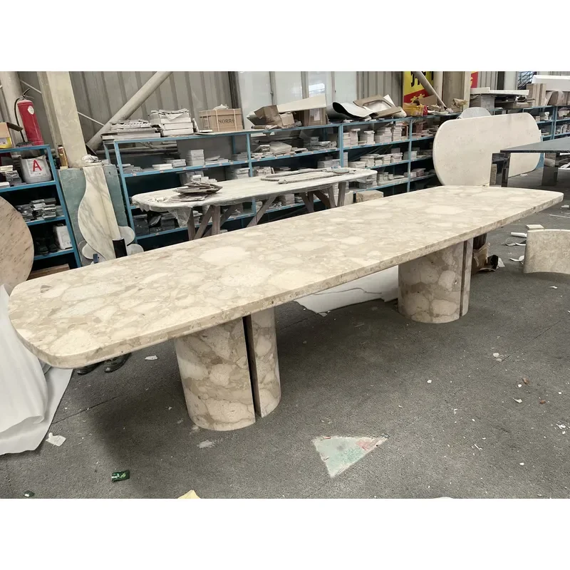 Contemporary Natural Stone Dining Table for Restaurant Home Use Custom Factory Direct Sales Water Resistant