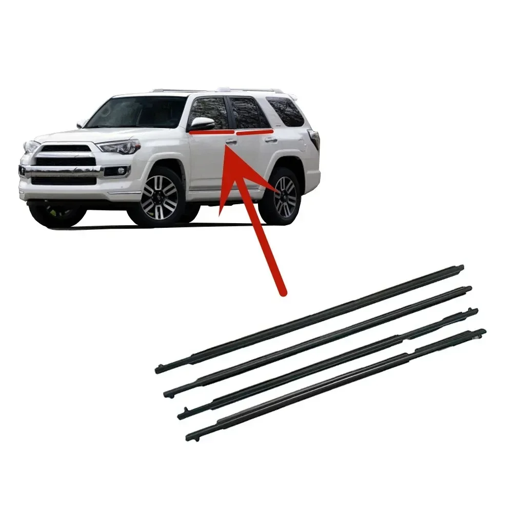 

4 Pcs Windows Rubber for Toyota 4Runner 75711-35011 2009-2020 Glass Protector Weatherstrip Seal Laminate Outside Black or Chrome