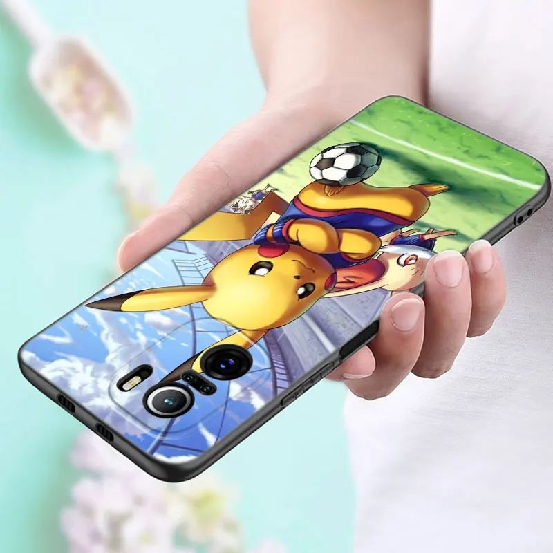 Cool P-Pokemon P-Pikachu Black Silicone Phone Case For Xiaomi POCO X3 X4 NFC F4 GT F5 F6 M3 M4 M6 X5 X6 Pro 5G M5 C55 C65