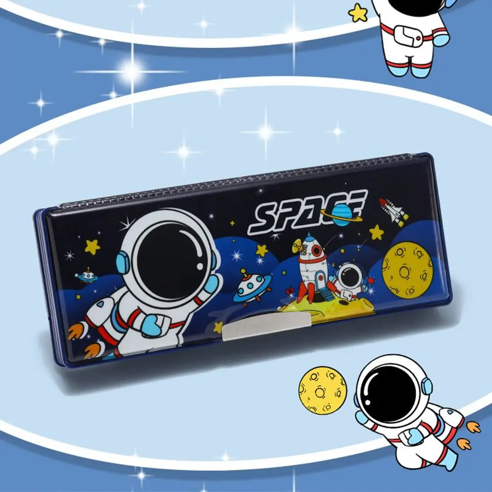 Capybara/Astronaut Multifunctional Pencil Case Quicksand Decor Large Capacity Stationery Box Double Sided Use