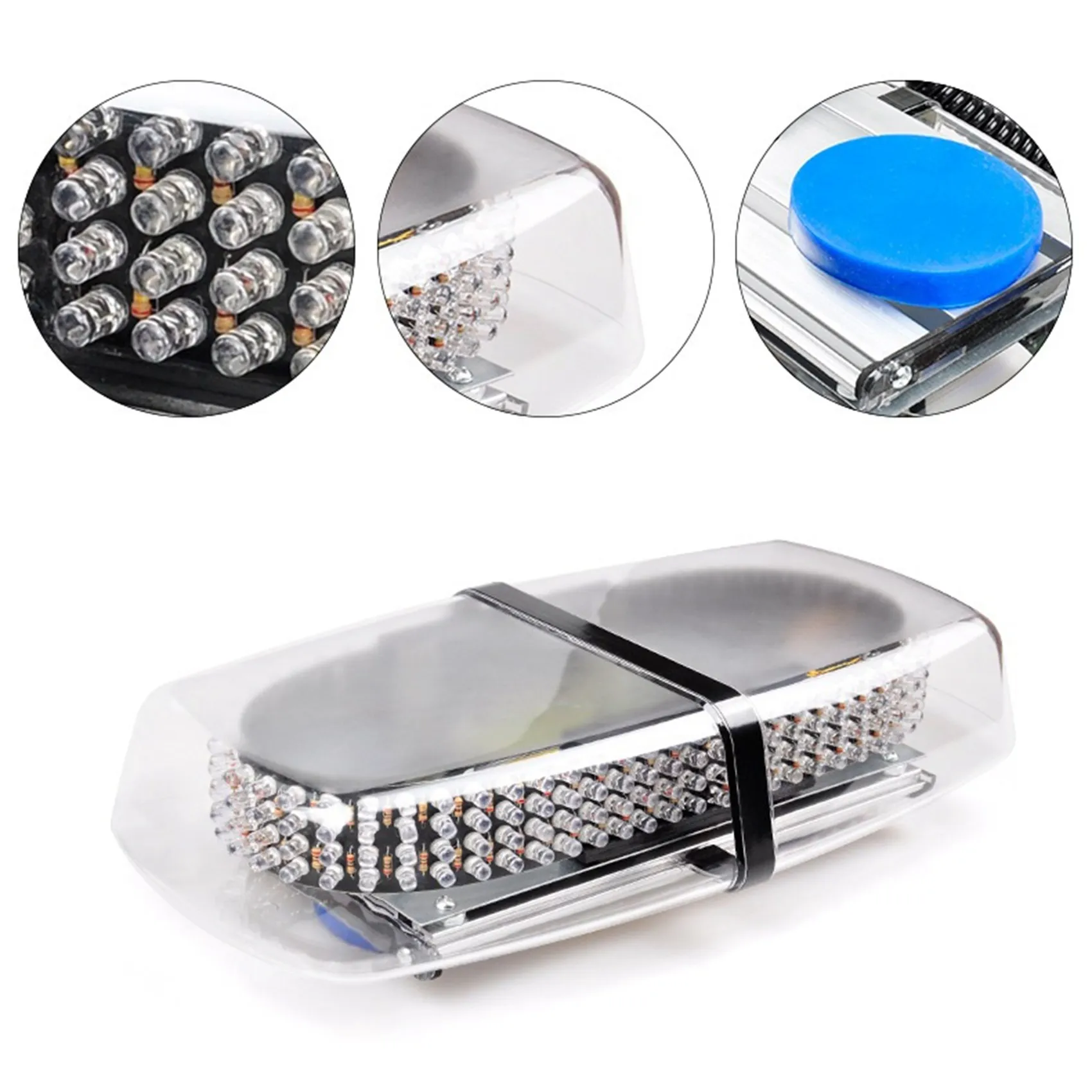 240 LED Red & Blue Roof Top LED Emergency Strobe Lights for Cars Trucks Snow Plow Vehicles Caution Lights Magnetic