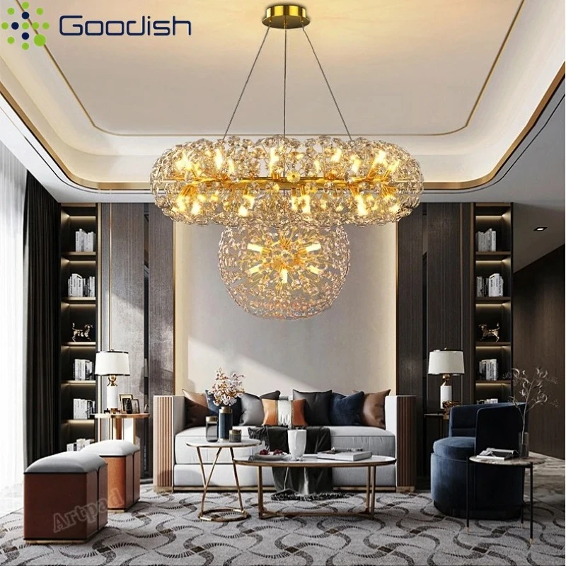 الفاخرة الحديثة الذهب الهندباء كريستال حلقة أضواء السقف مصباح معدني معلق لغرفة المعيشة غرفة نوم الطعام ديكور المنزل الثريا
