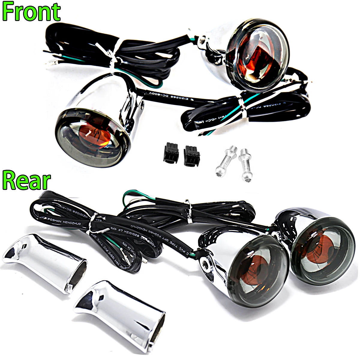 

Chrome Front+Rear Bullet Turn Signals For Harley 2004-2022 Sportster 883 1200 Models