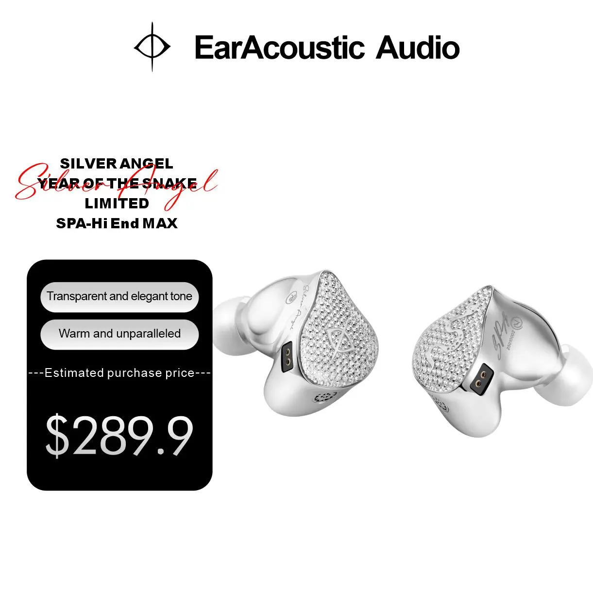 سماعات EarAcoustic Audio Silver Angel SPA Hi End MAX Dynamic Driver HiFi سلكية داخل الأذن #2