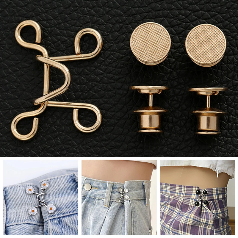 Women Skirt Pants Jeans Adjustable Waist Clip Metal Pins Clothing Accessories Sewing Women\'s Brooch Set Tighten Waist Brooches