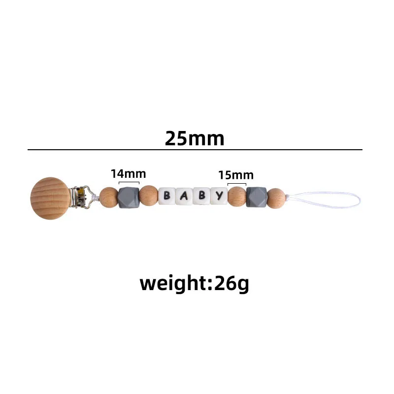 맞춤형 이름 글자 비즈 아기 수유 젖꼭지 클립, 분실 방지 젖꼭지 체인, 더미 젖꼭지 거치대 치발기, 신제품