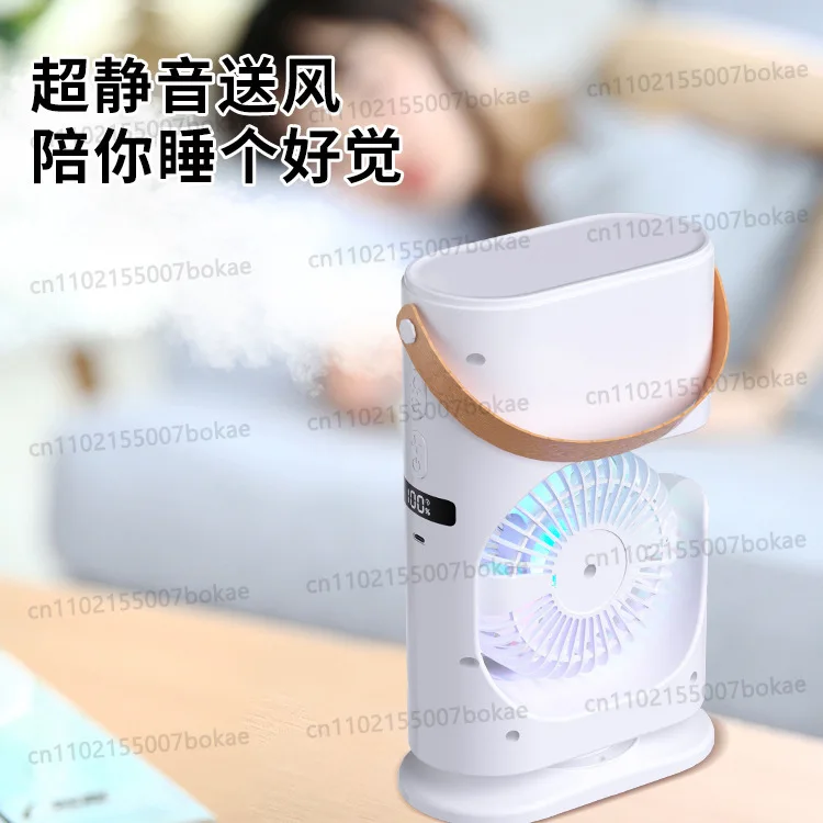 Three-hole colorful atmosphere light air cooler spray cooling desktop mini air conditioner timed humidification cooling fan