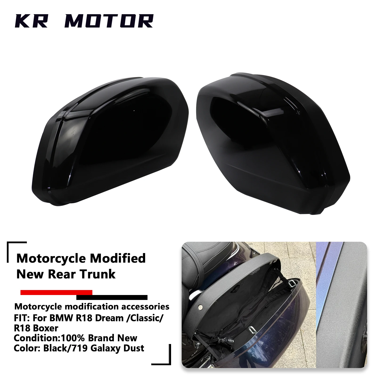 

Motorcycle Modified New Rear Trunk Fits For BMW R18 Dream/R18 Classic/R18 Boxer Side Luggage With Installation Bracket Black Kit