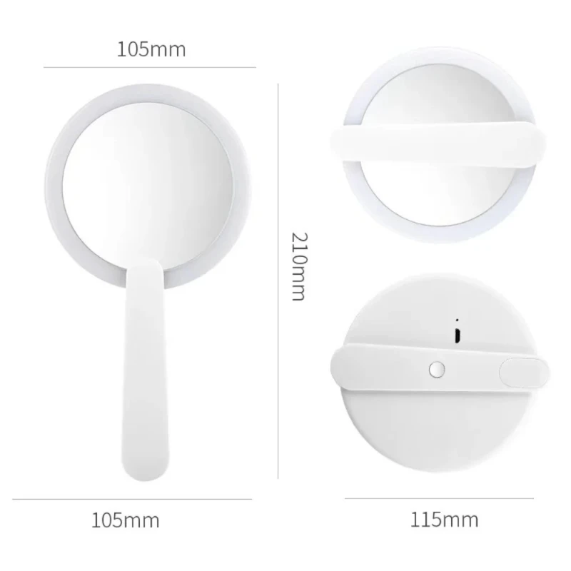 Hot selling makeup mirror handle makeup mirror LED makeup mirror USB with light small mirror portable touch up portable mirror