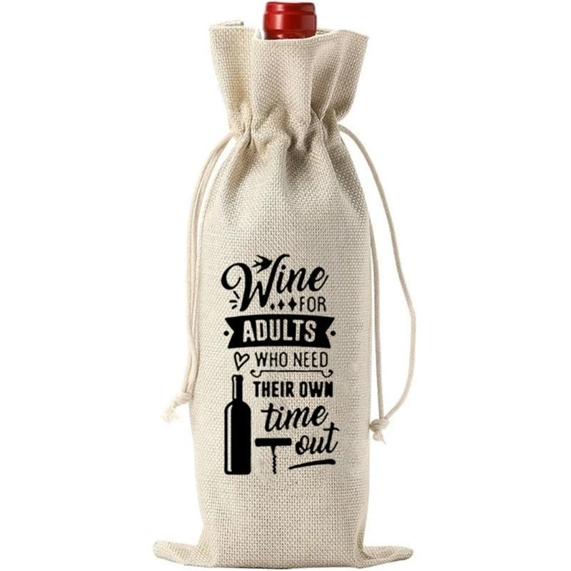340D Linen Wine Bag for Christmas Gift Perfect for Farewell and Moving Away Celebration with Friend Reusable Wine Bag