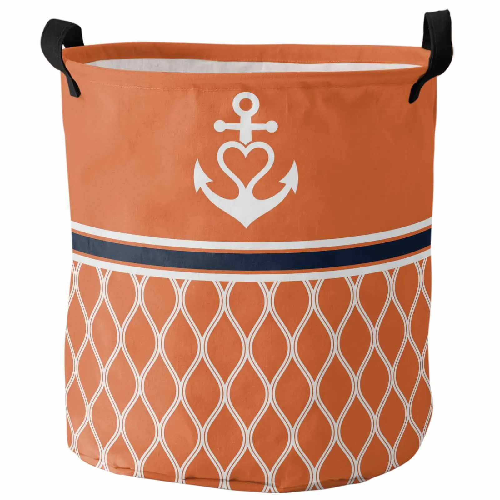 

Vintage Orange Anchor Marine Foldable Dirty Laundry Basket Kid's Toy Organizer Waterproof Storage Baskets