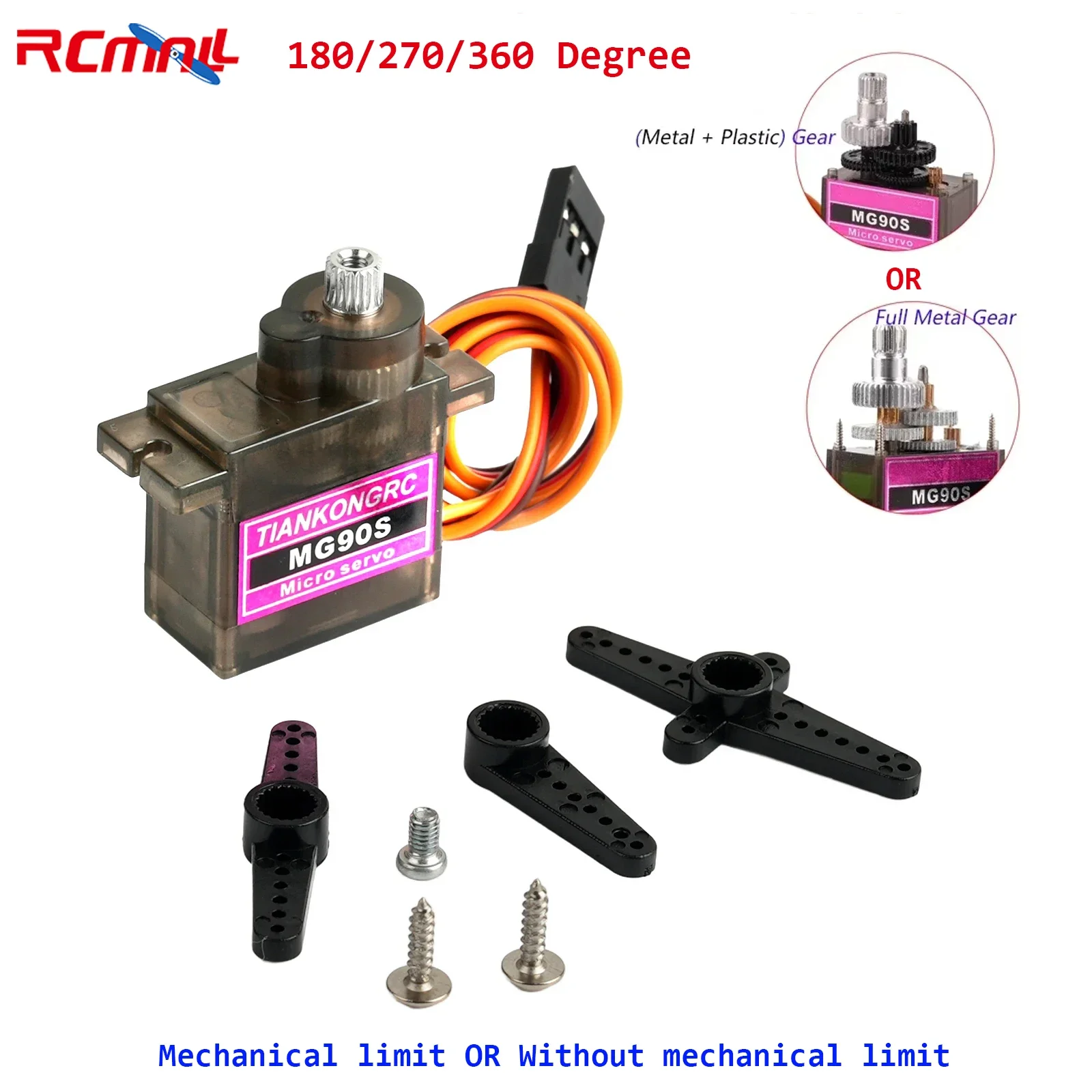 MG90S Micro Servo Metal /Plastic Gear 9g SG90 Enhanced Mini Servo Motor 180/270/360 Degree for Arduino RC Car Helicopter Drone