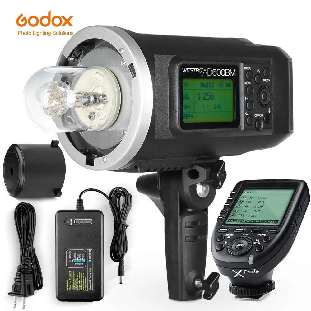 Godox 600Ws GN87 AD600BM Bowens Mount High Speed Sync Outdoor Flash Strobe Light with 2.4G Wireless X System, 8700mAh Battery