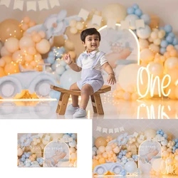Car Balloons Arch Backdrops Kids Boy Photography Child Baby Birthday Cake Smash Photocall Decors Backgrounds