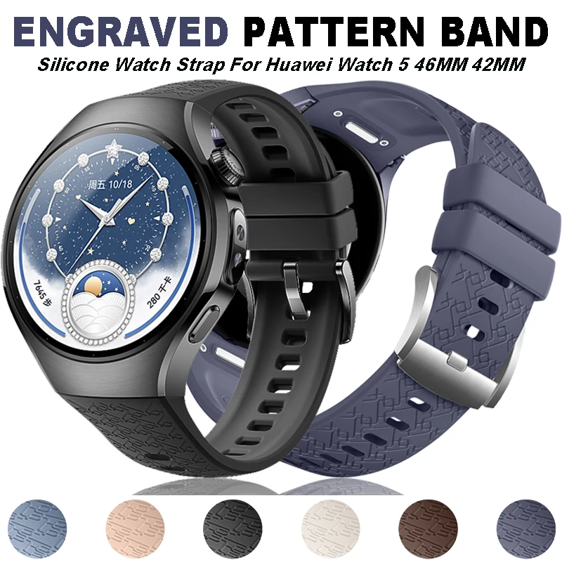 

NO Gaps Silicone Watch Strap for Huawei Watch 5 46mm Sport Bracelet for Huawei Watch 5 42mm Quick Release Wrist Band Watchbands