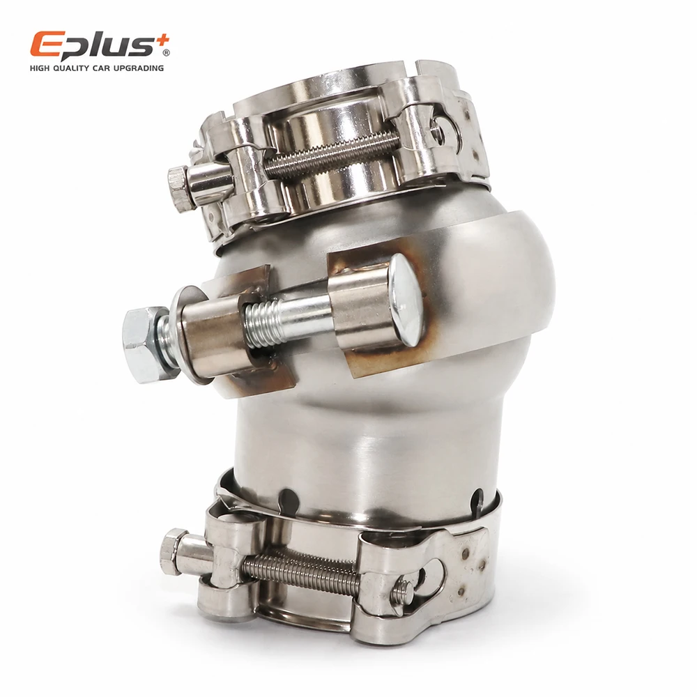 EPLUS Car Exhaust Pipe Stainless Steel Universal Connector Adjustable Swivel Joint Pipe Clamp-On Design No Welding Needed