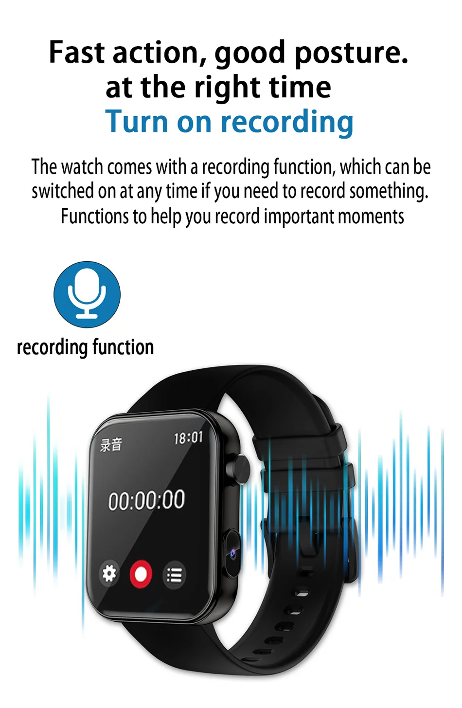 2025 nuevo reloj inteligente hombres mujeres cámara tomar fotos grabar vídeo Monitor de salud deportes Fitness impermeab
