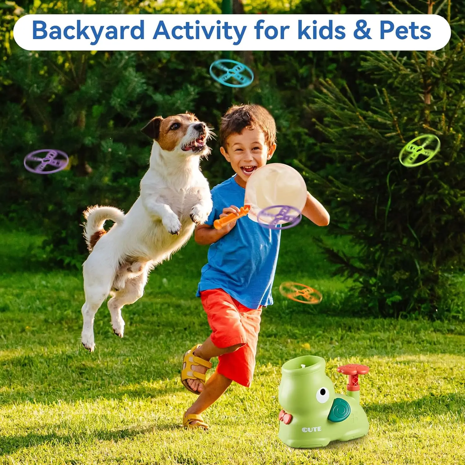 Flying Disc Launcher Outdoor Game Kids Toys For 3-8 Ages Kids Air Rocket Launcher Ideas Outside Toys Birthday Gifts Boys Girls