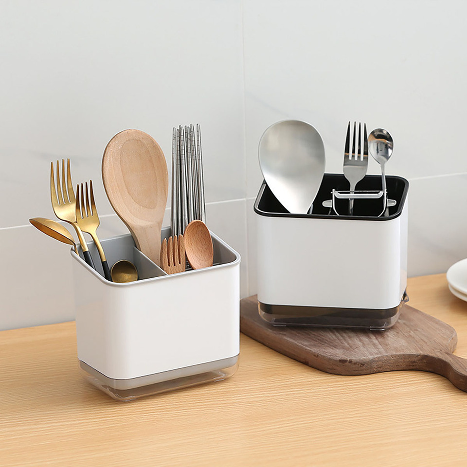  1pc Double Layer Detachable Chopsticks Cage Multifunctional Spoon Fork Storage Holder Cutlery Organizer Kitchen Accessories 