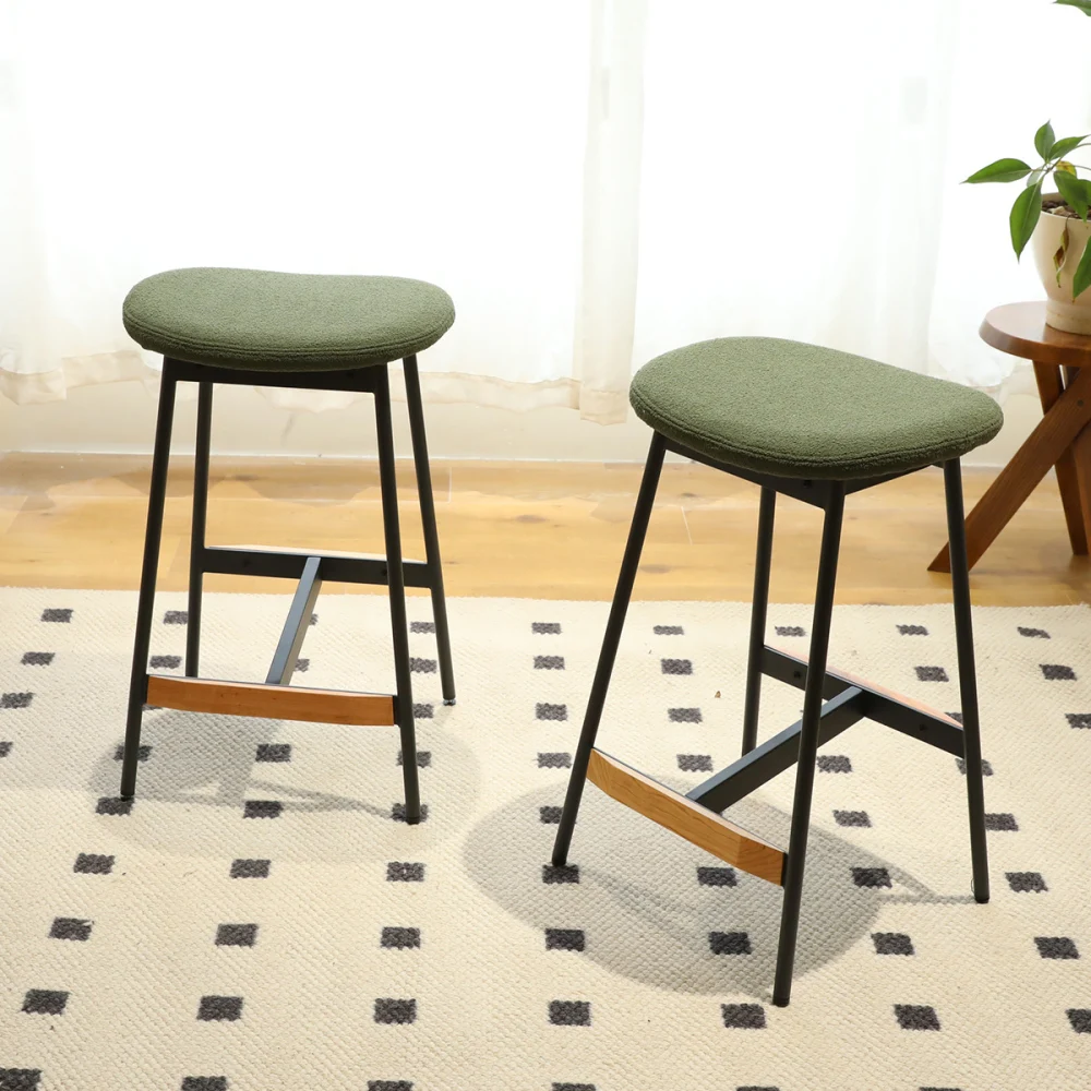 

Modern Set of 2 Bar Stools Comfortable & Stylish Counter Height and Bar Height Bar Stools,Soft Fabric Upholstered for Bar Chairs