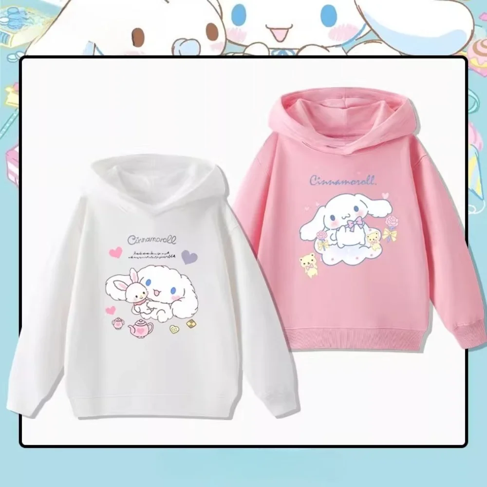 Sanrio Cinnamon Dog Sudadera con capucha de perro con orejas grandes Otoño/Invierno Sudadera con capucha de estilo cálido Ropa linda para niña