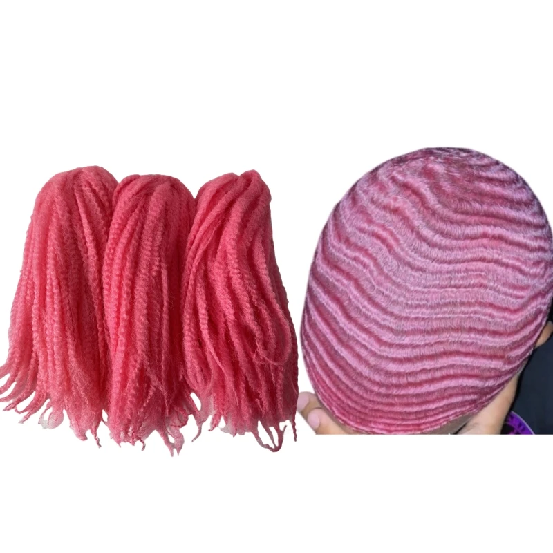 6 Packs Synthetic Hair Bulk Pink Color Mary Braids Hair Extensions for Root Afro Wave Black Men